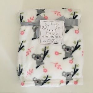 NEW Baby Blanket Soft Lightweight White Gray Koala Bear Pattern | Baby Elements